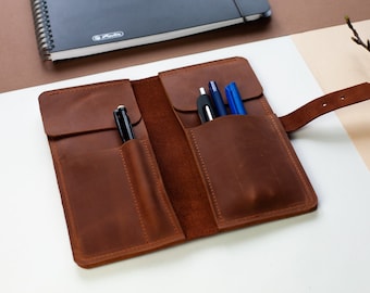 Embossed Leather Pencil Pouch Holder Pen Case – LeatherNeo