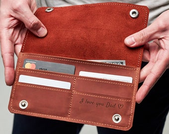 Handwriting wallet for men, Handwriting gift for dad, Leather wallet for dad, Engraved wallet for dad, Gift for dad from daughter