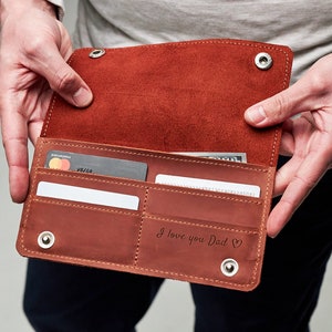 Handschrift Brieftasche für Männer, Handschrift Geschenk für Papa, Leder Geldbörse für Papa, Brieftasche für Papa mit Gravur, Geschenk für Papa von Tochter