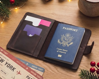 Lederpasshülle, personalisierte Passbrieftasche Männer, benutzerdefinierte Passhülle mit Logo, Lederpasshülle mit Monogramm, Passhülle