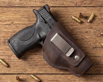 Leather gun holster, Handmade gun holster, Personalized gun holster, Cz P 07 holster, Leather glock holster, Left hand gun holster