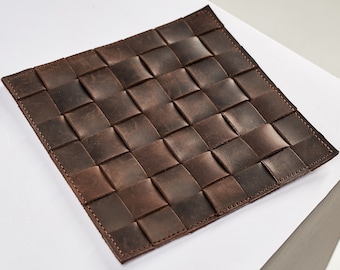 Leather pot holder, Leather potholders, Leather hot pad, Kitchen trivet leather, Woven leather trivet, Handmade trivet, Kitchen accessories