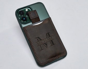 Leather magnetic wallet for iPhone, Personalized iPhone wallet MagSafe, iPhone magnetic wallet, iPhone MagSafe wallet, Magnetic card holder