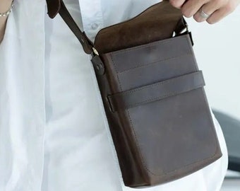 Bolso bandolera de piel para hombre, Bolso bandolera de piel para hombre, Bolso mensajero pequeño para hombre, Bolso bandolera pequeño para hombre, Bolso de hombro pequeño para hombre, Bolso personalizado