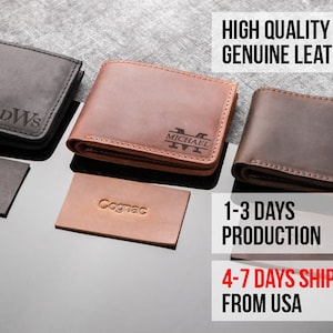 Billetera personalizada para él, billetera bifold para hombre, billetera de cuero para hombre personalizada, billetera personalizada para hijo, billetera de regalo personalizada