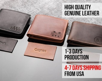Cartera de cuero para hombre, billetera de regalo de aniversario para él, billetera de hombre personalizada, billetera personalizada de cuero, billetera grabada para hombres