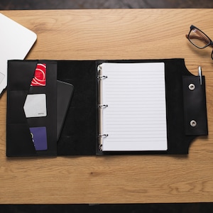 Pasta de 3 argolas, diário de pasta recarregável, caderno de couro recarregável, caderno de pasta de couro A5 personalizado - organizador de couro A5 Planner