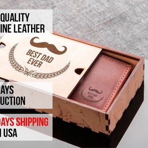 Cartera de cuero de los hombres, ideas de regalo del día de los padres, regalo del día de los padres personalizado, cartera del regalo del día del padre, regalo del día de los padres del hijo y la hija