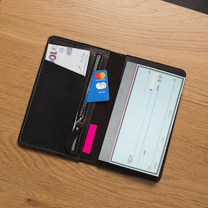 Porta chequera personalizado, Funda para chequera para mujer, Billetera de cuero para chequera, Billetera para chequera para hombre, Funda para chequera de cuero