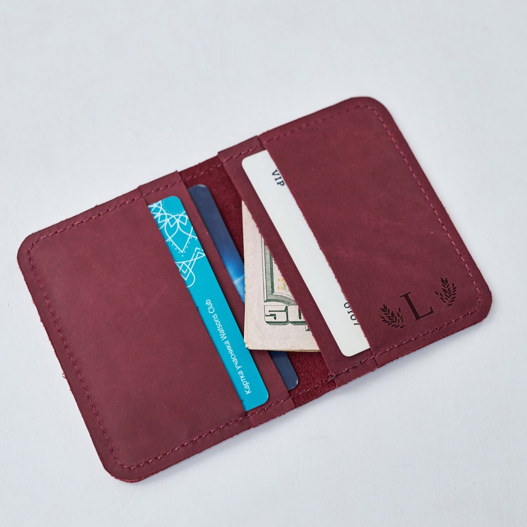 Monogrammed Card Wallet Women, Leather Card Wallet, Custom Card Wallet ...