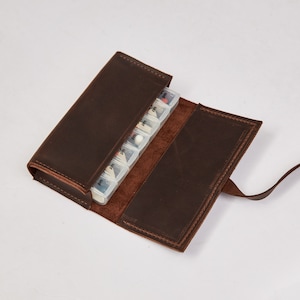Portapillole in pelle per 7 giorni, Portapillole personalizzato, Portapillole per 7 giorni, Portapillole per vitamine, Portapillole settimanale per viaggiare, Portapillole