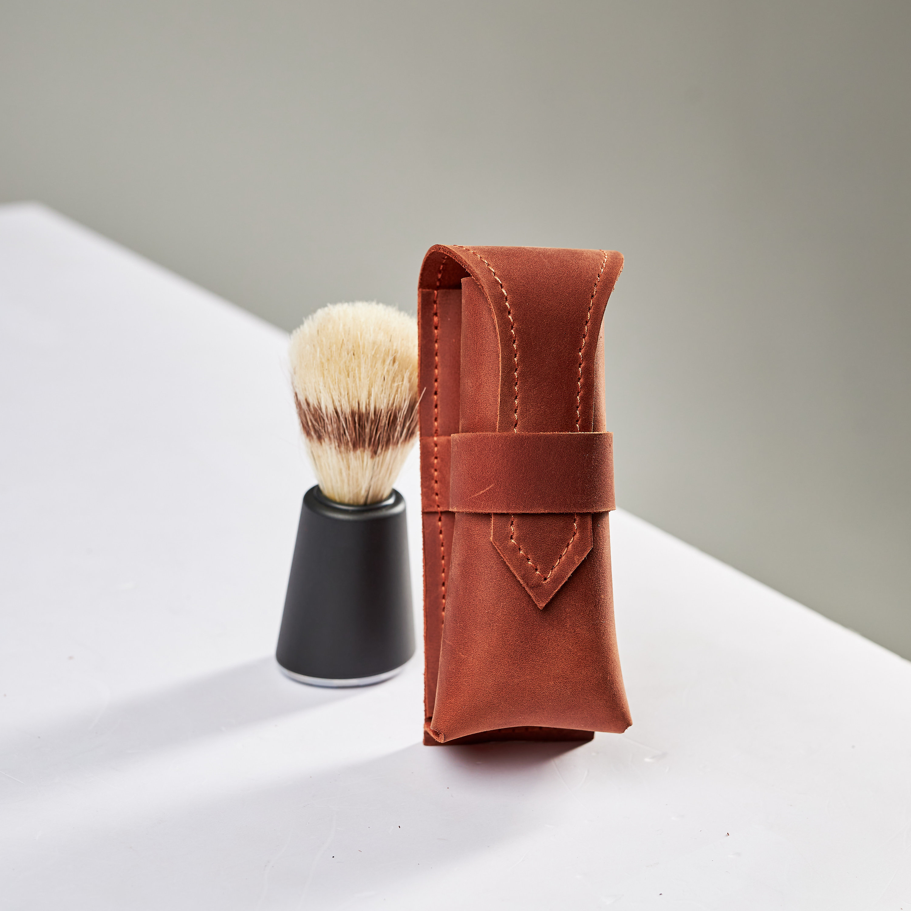Custom Shaving Brush Holder, Leather Shaving Brush Case, Shaving