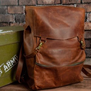 Mens Leather Backpack, Mens Leather Rucksack, Leather Travel Backpack Men, Leather Laptop Backpack Men, Personalized Mens Backpack