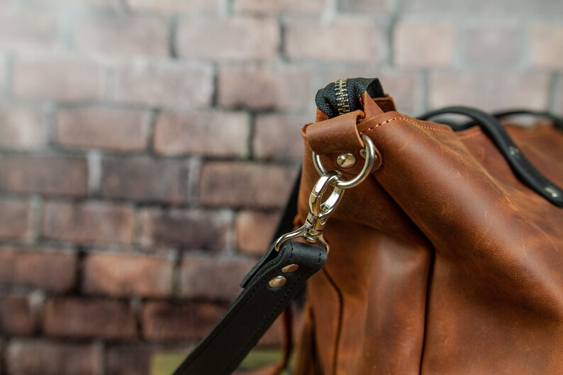 Leather Crossbody Tote Bag Crossbody Tote Bag With Zipper Etsy
