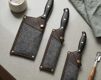 100% Genuine leather knife cover, Felt knife sheath, Chef knife cover, Custom leather knife sheath, Leather knife holder, Kitchen knife case