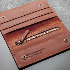 Cartera de cuero para hombre larga, Cartera grabada personalizada para hombre, Cartera para hombre con grabado, Cartera para hombre grabada, Cartera larga para hombre