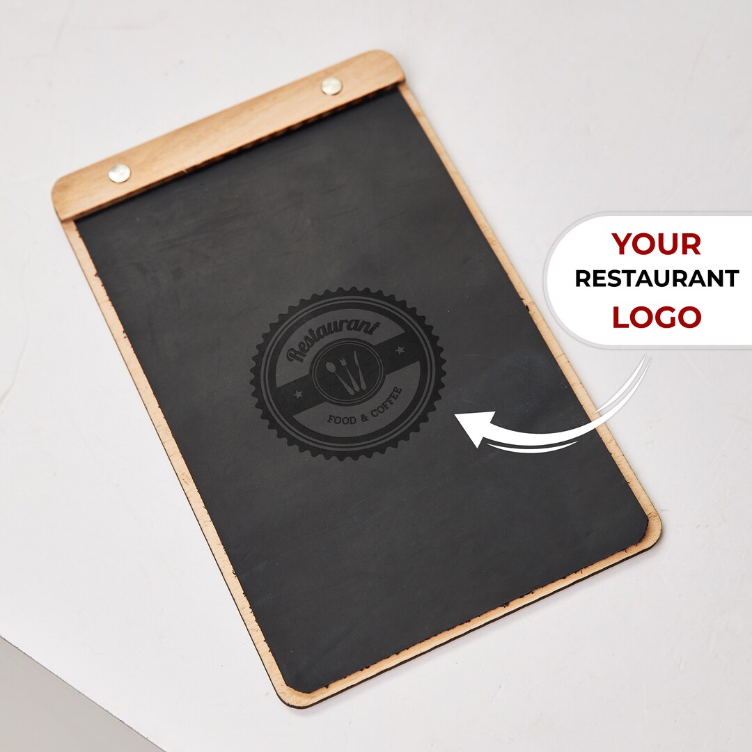 Wooden Menu Holder Restaurant, Personalized Menu Holder With Leather ...