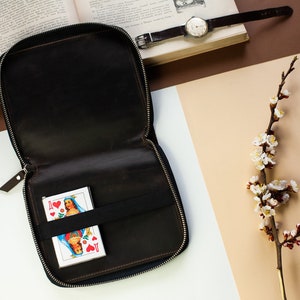 Porta carte da gioco in pelle, custodia per carte da gioco, custodia per carte da gioco, custodia per carte da poker, scatola per mazzi in pelle