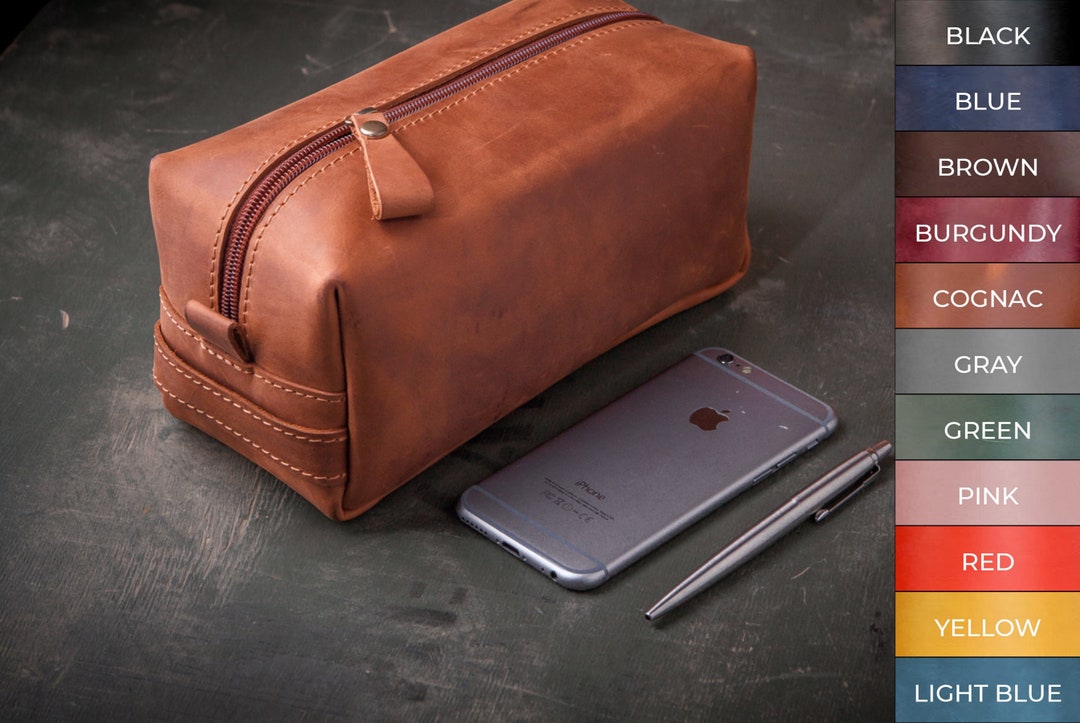 Leather Toiletry Bag Men, Personalized Toiletry Bag for Men, Leather