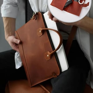 Borsa in pelle per laptop da uomo, Borsa per laptop da 16 pollici, Borsa in pelle per macbook, Borsa per laptop da 14 pollici, Borsa marrone per laptop da 15,6 pollici, Borsa per laptop da uomo da 17 pollici