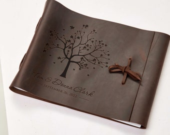 Leather wedding guest book, Leather wedding photo album, Custom guest book, Wedding memory book, Leather scrapbook album, Photo guestbook