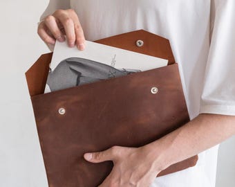 Leather document folder, Leather file holder, Leather portfolio women, Leather document holder, Leather paper portfolio