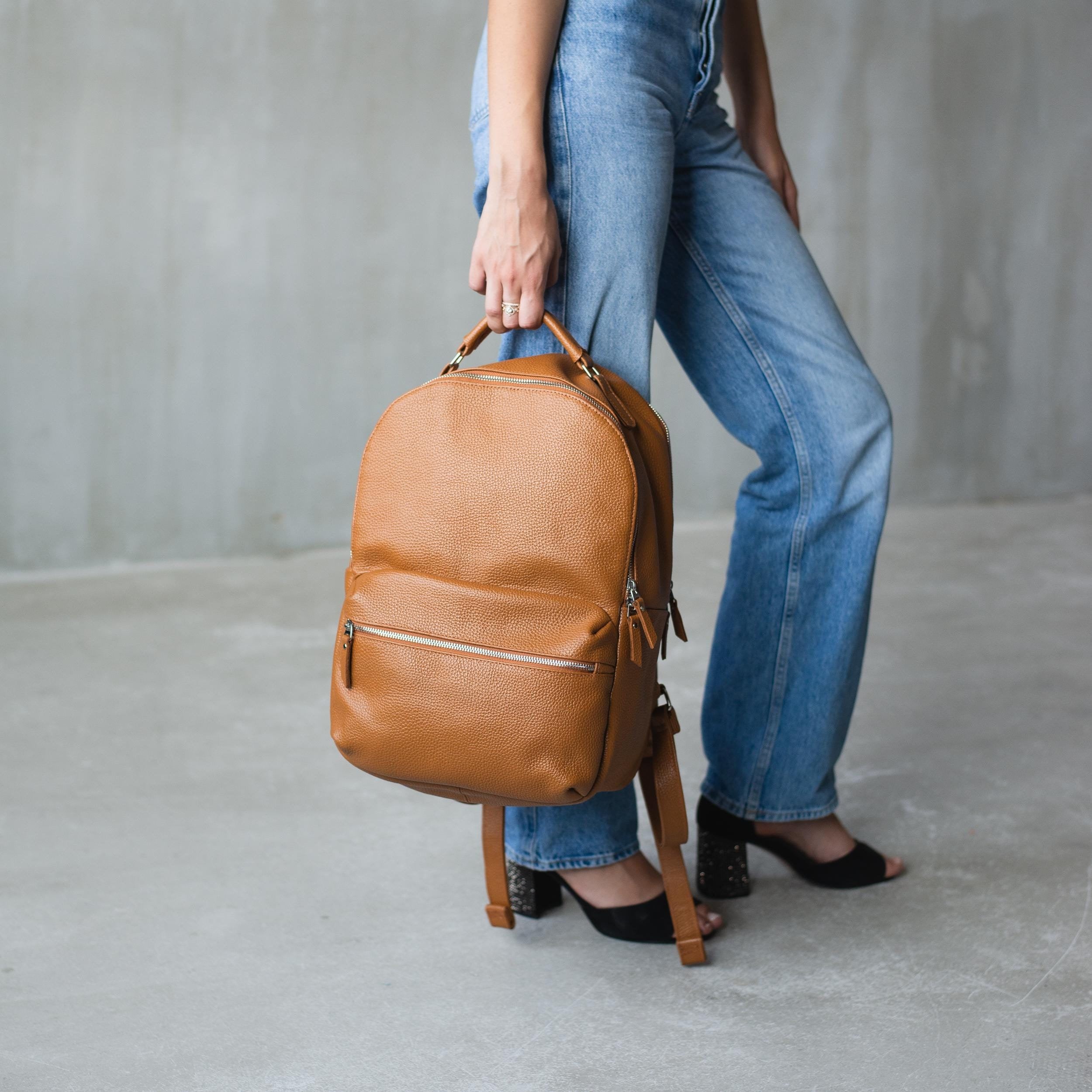 amazon brown faux leather backpack LATMAP For Women Men Vegan Backpack Purse Shoulder Bookbag 16 15.6 15 Inch Laptop Bag Handbags For Travel Work College Large : Electronics tanned cowhide and durable YKK zipper fittings brown faux leather backpack amazon