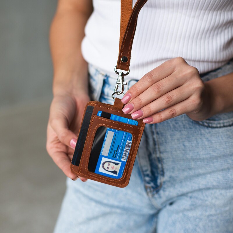 Marshal Leather ID & Badge Holder With Chain - Unisex Solid Pattern, Made In India