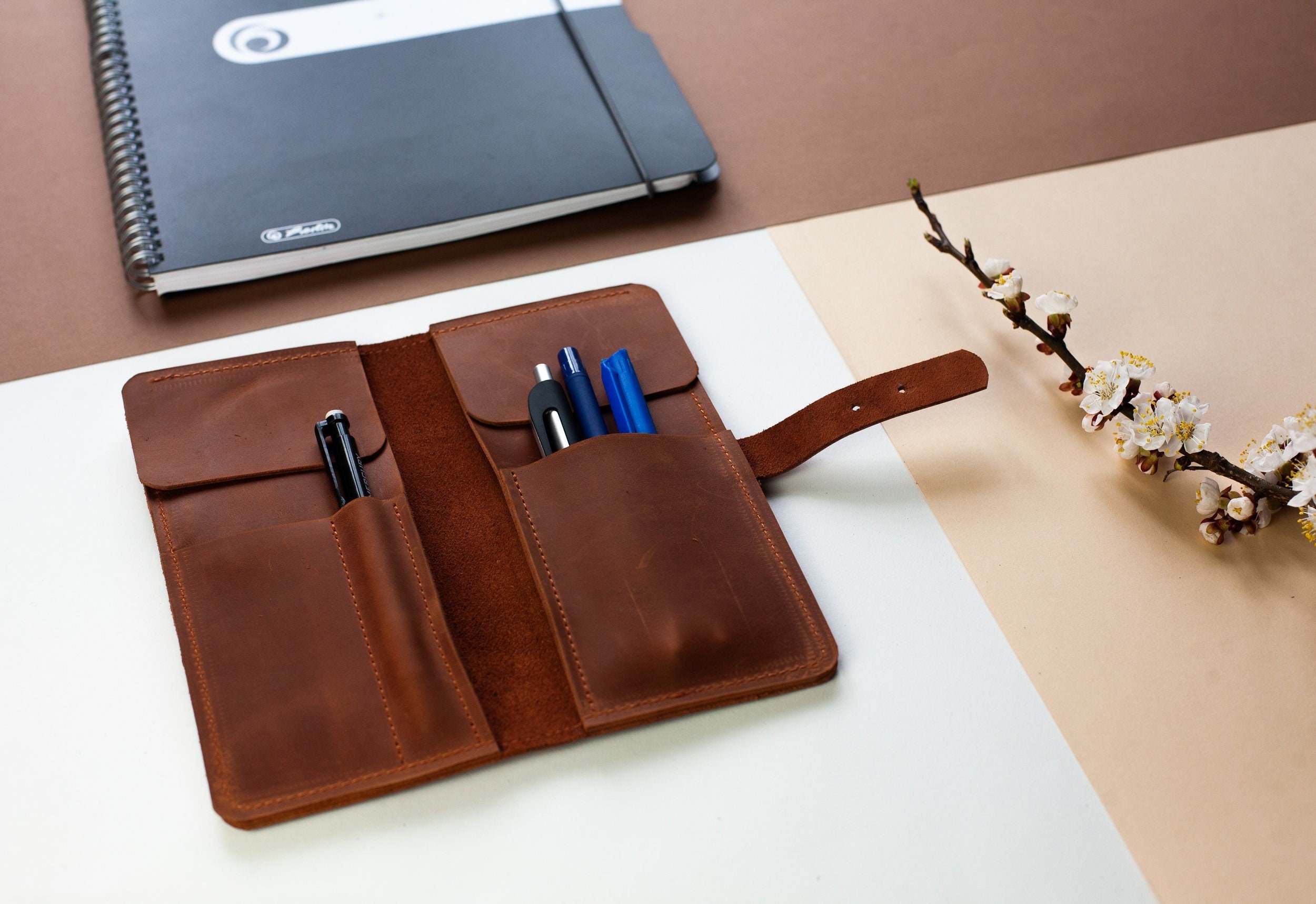 Leather Pen Case, Small Pencil Holder Pouch