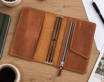 Monogrammed leather journal cover, B5 leather planner cover, Personalized notebook cover a6, A5 travelers journal cover, B6 notebook case