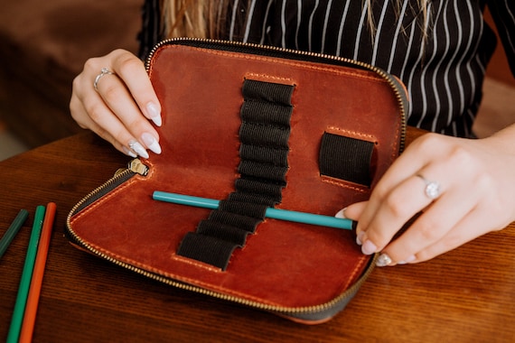 Personalized Leather Pencil Case,pencil Case Leather,artist Pencil