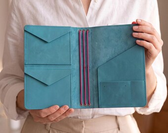 Personalized Leather B5 Journal Cover, Travelers Notebook Cover A4, Refillable B6 Planner, Custom Leather Notebook A4, Gift for Writer