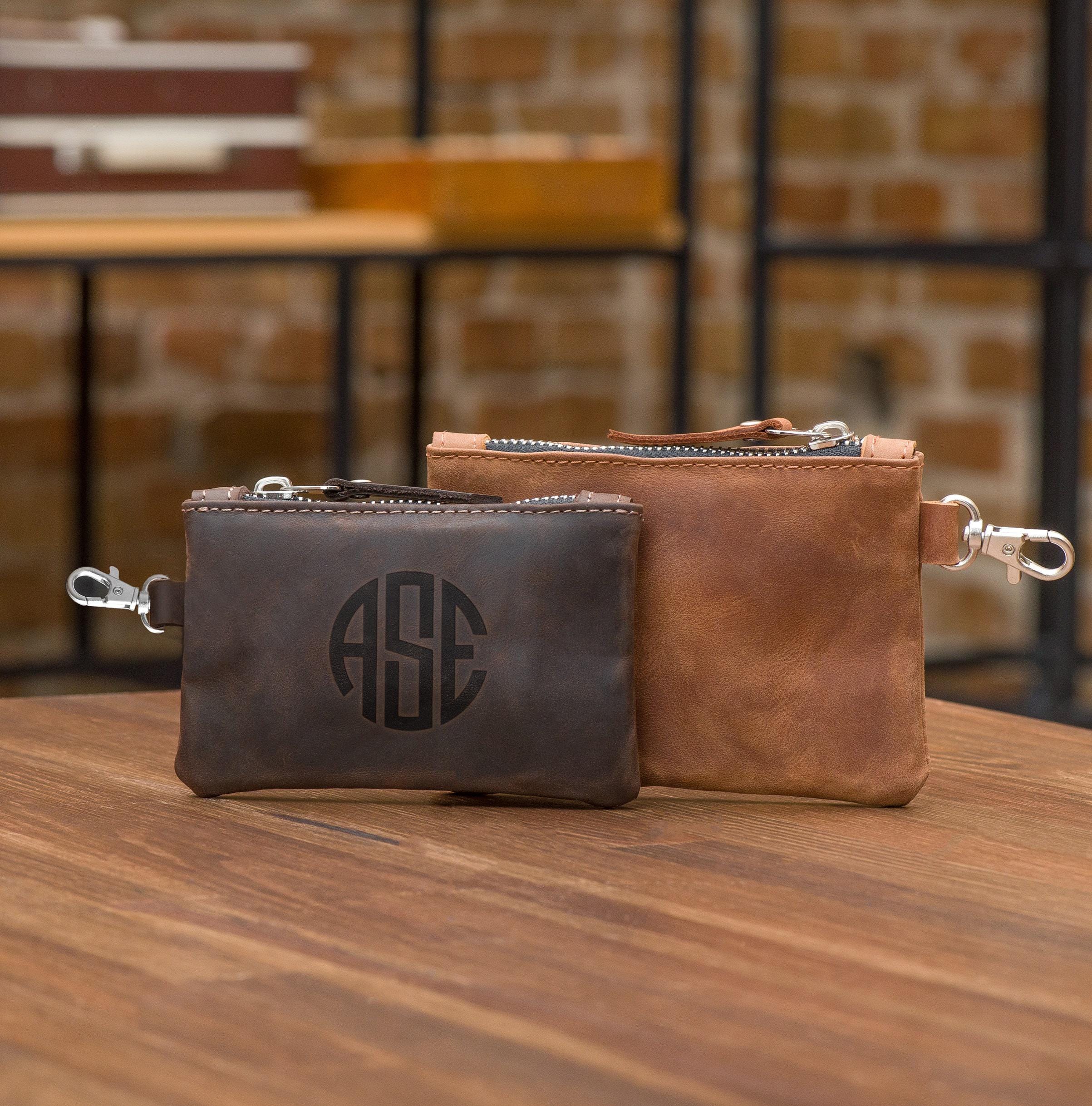 Leather Keychain Pouch Wallet, Keychain Card Holder, Zipper