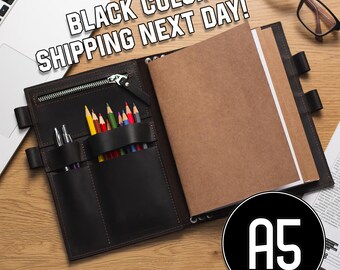 Leather sketchbook cover, Black sketchbook, A5 sketchbook, Personalized sketchbook cover, Painting sketch book, Drawing sketchbook