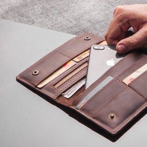 Portafoglio fatto a mano per le donne,Portafoglio in pelle fatto a mano,Portafoglio lungo,Portafoglio da donna personalizzato,Custodia per telefono portafoglio iphone x,Portafoglio in pelle da donna