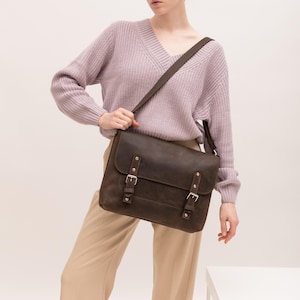 Gepersonaliseerde leren tas, leren laptoptas heren, leren schoudertas, herenschoudertas, professionele laptoptas