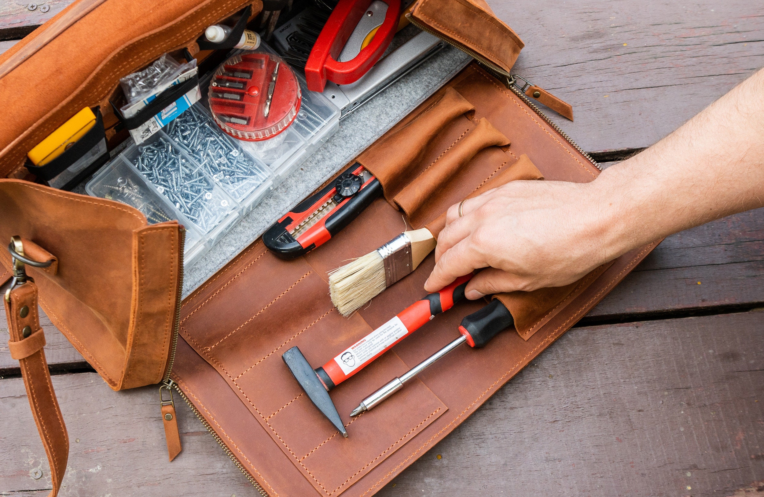Personalized Tool Bag Large, Leather Tool Bag, Tool Bag for Men
