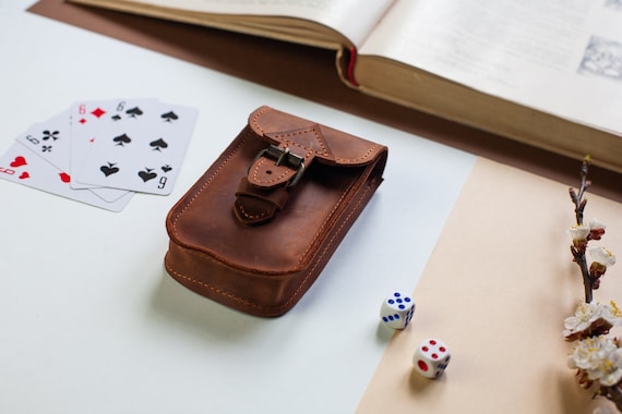 Leather playing card case, Custom playing card holder, Leather playing card deck holder, Leather deck of cards holder, Poker card holder