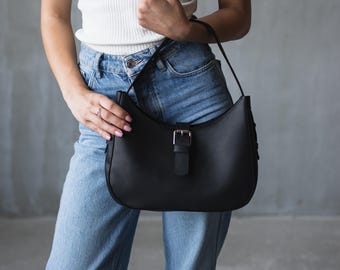 Black shoulder bag leather, Womens shoulder bag, Fashion bags, Leather underarm handbag, Leather shoulder bag women, Leather shoulder bag