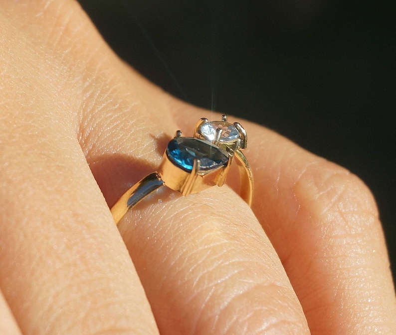 Adjustable.Handmade AAA Blue topaz Luxury Collection 18k 750 mls Gold RING