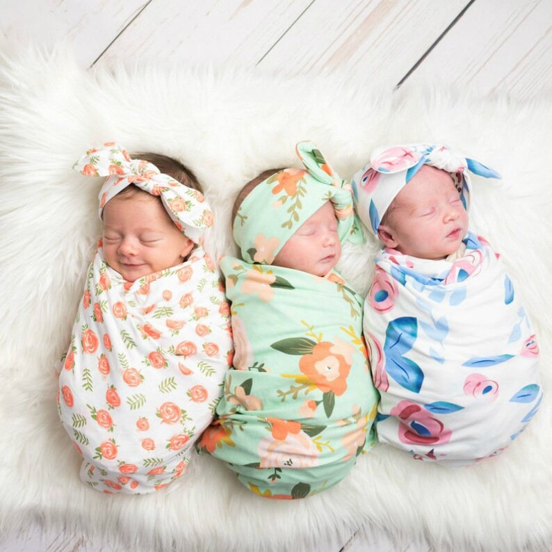 Baby Girls Organic Cotton Swaddle Set Etsy Australia