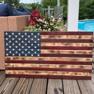 Wooden Rustic American Flag