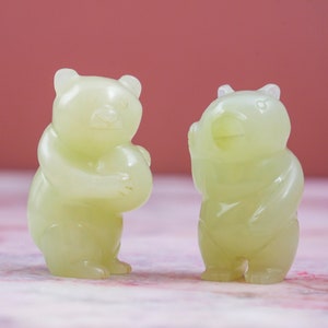 Miniature Chinese Celadon Jade Stone Animal Cavred Figurine Statue - Set 1.75&quot;