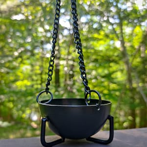 Small Cauldron Burner - Hanging Black Cauldron - Smudging Incense Sage Pot 2.75"