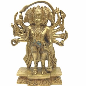 Vintage Hanuman Statue | Panchmukhi Five Face Hanuman Hindu God  - 7.7&quot;