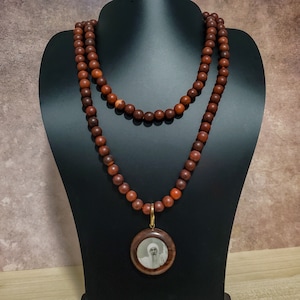 ORIGINAL OSHO Rajneeshpuram Wild Country Rosewood Meditation Mala Necklace Gift