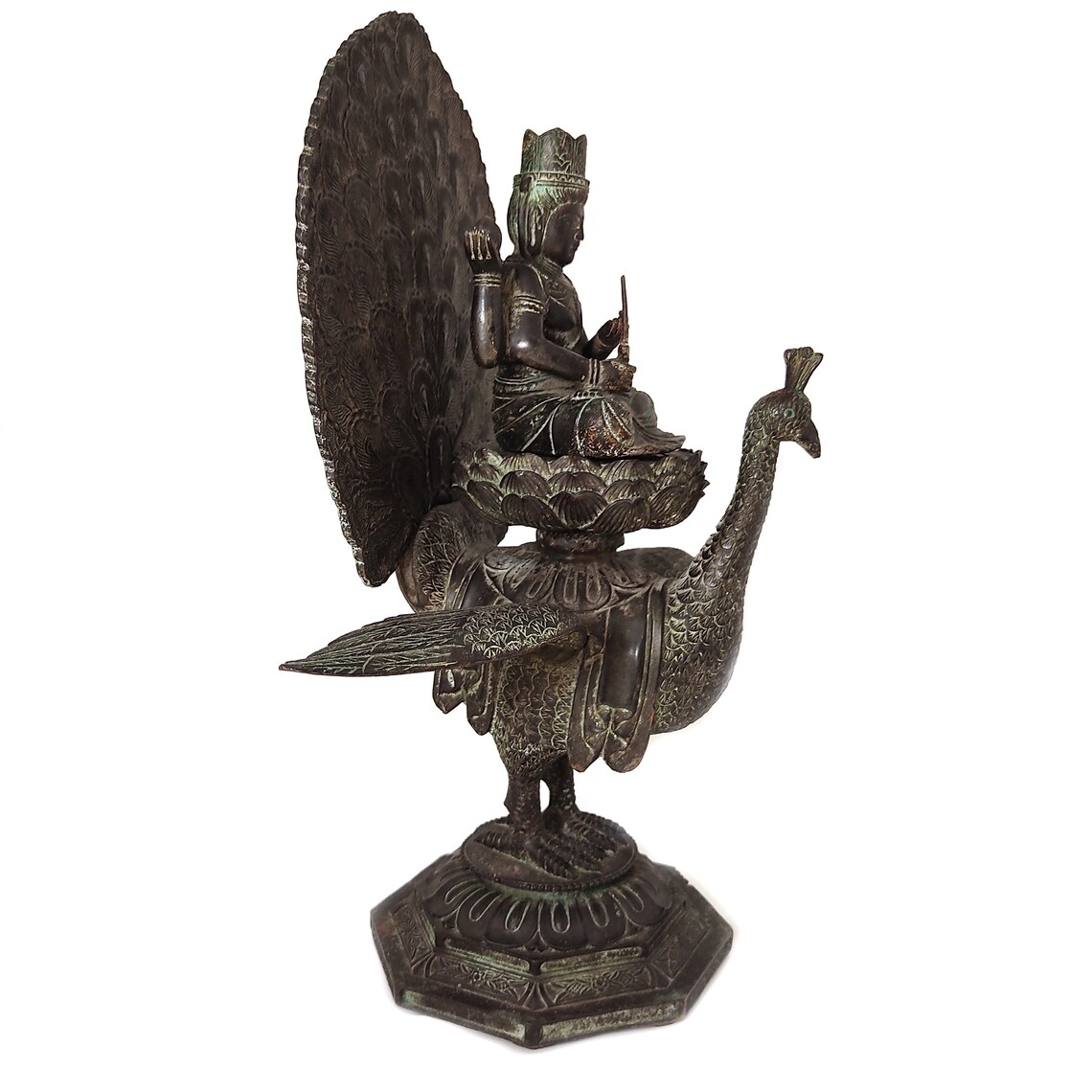 Mahamayuri Buddha Statue Kwan Yin on Peacock Bodhisattva Etsy