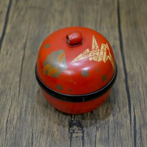 Vintage Japanese Lacquered Writing Box & Red Trinket Box: Gold Maki-e Decor