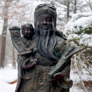 Vintage Chinese Ceramic Fu Lu Shou Longevity God Old Wise Man Statue