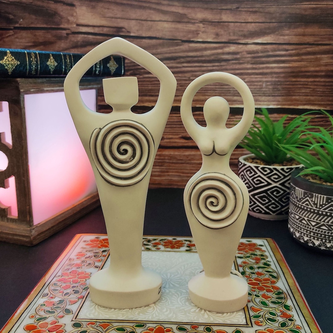 Spiral Lord and Spiral Goddess Handmade Altar Statue Set 8.5 Etsy